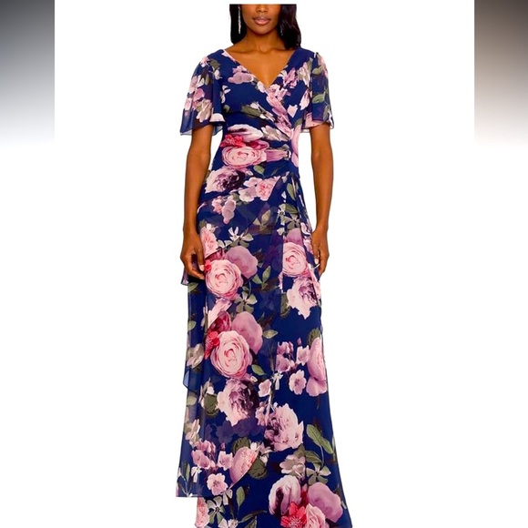 Xscape Size 4 Floral Floor-Length Dress NWT - Picture 1 of 6